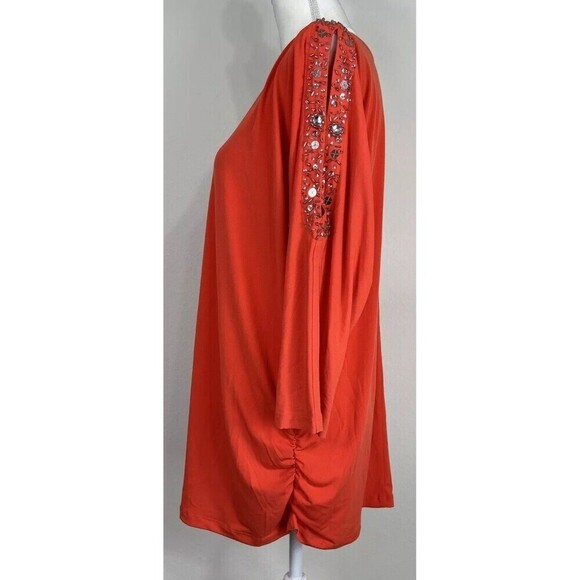 Susan Graver Liquid Knit Cold Shoulder Embellishment Blouse Plus Size 1X (18/20) - Picture 5 of 12